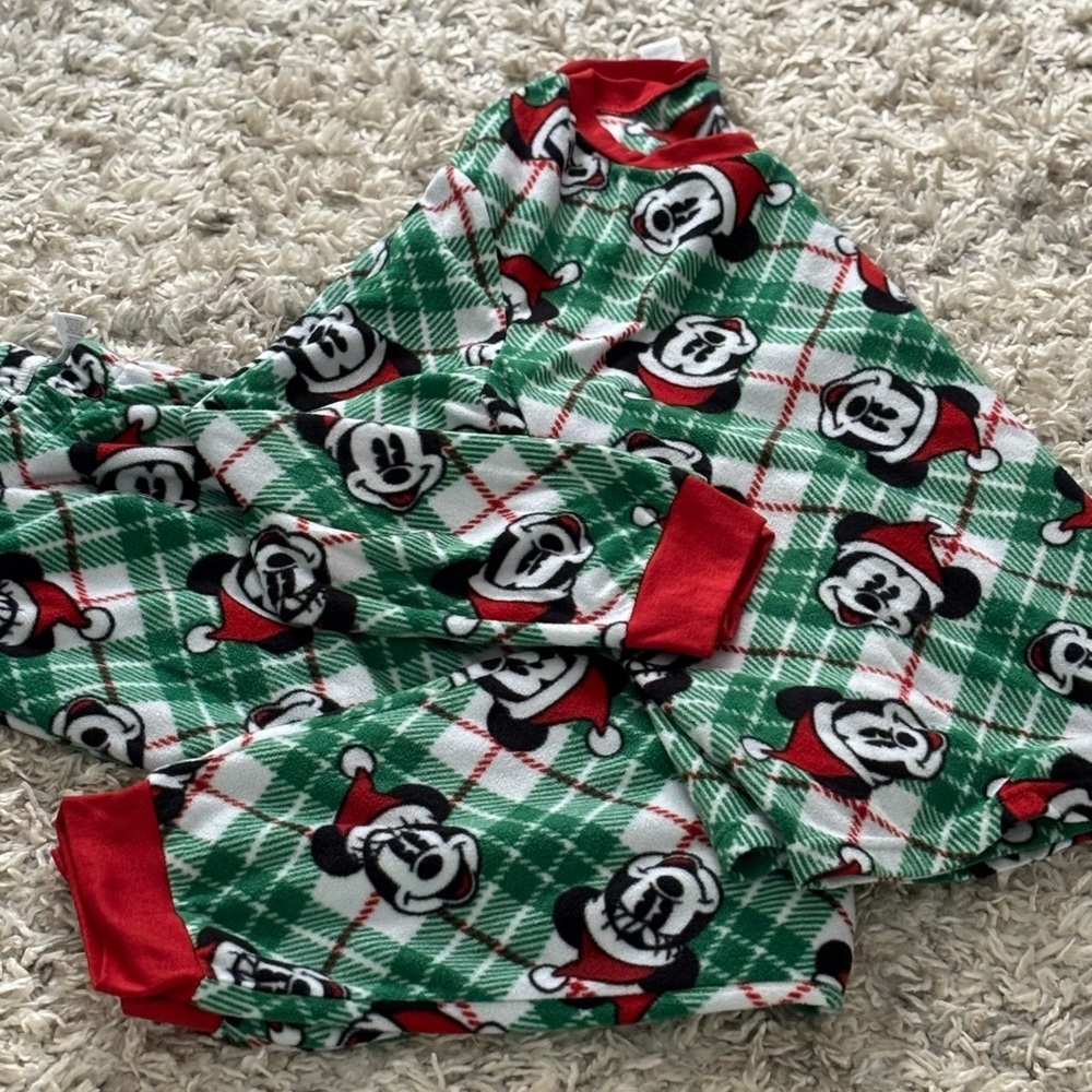 Disney Mickey Mouse Pajama Set Christmas Fleece Unisex Pajamas Size XXL